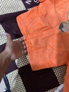 Embroidered Peach Saree