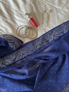 NEW rhinestone saree with running Blouse