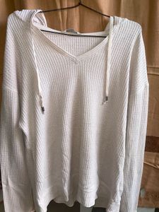 Waffle Knit V-Neck Hoodie