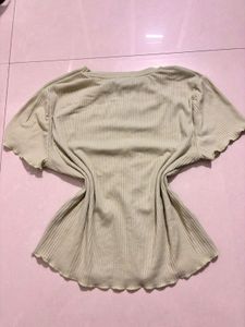 🍄Cute Green Ribbed Tee