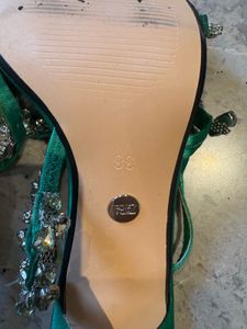 Zara Emerald Green Embellished Heels