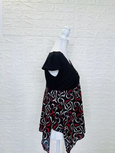 Assorted Brands Black And Red LacePeplum Tunic Top