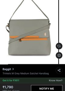 Baggit Grey Sling And Handbag 👜🩶