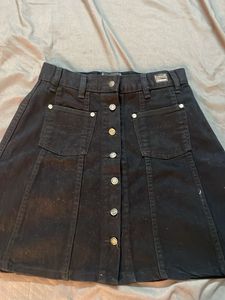 Vintage Black Denim Mini Skirt