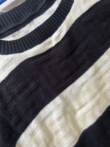 koren Knit Crop Top In Black &amp;White