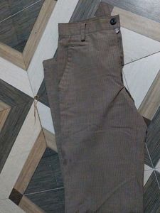 Brown Striped Casual Pants