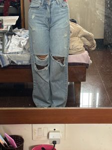 bluer denim , distressed, waist 26inches, high wai