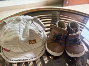 Two Wooden Caps And 2 Pair If Shoes