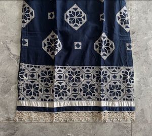 Elegant Navy Blue and White Embroidered Kurta Set