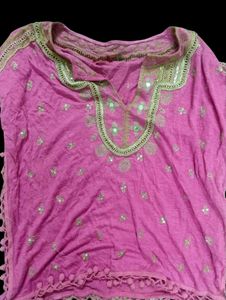 Pink Embroidered Tunic Top