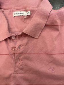 Calvin Klein Pink Striped Polo Shirt