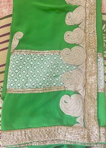 Green Heavy Border Saree Like New