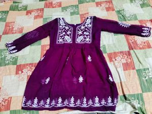 Purple Embroidered Tunic Top