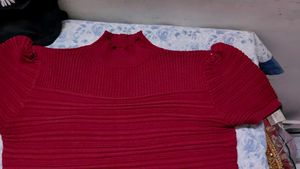 Red Mock Neck Top