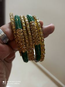New Bangles Set In Glod &amp; Green Colour