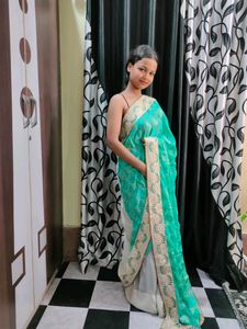 Cream Mint Saaree