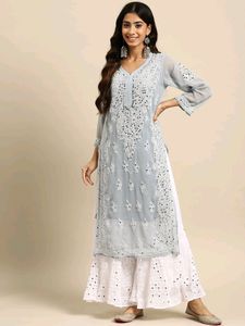 Brand New Chikankari Mirror Work Kurti With Sharar