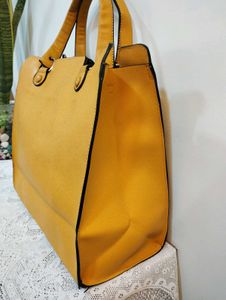 Mustard Yellow Tote Bag with Charm