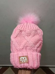 Moschino Pink Knit Beanie Hat