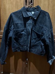 Black Denim Cropped Jacket