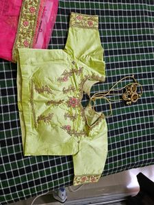 Green &amp; Pink Embroidered Lehenga , ready to wear