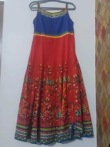 Red Coloured Sleeveless Anarkali Kurta With Koti.