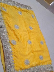 Work Saree With Stitched Blouse
