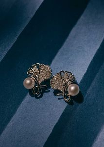 Pearl Ginkgo Earrings