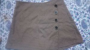 Checkered Skort with Button Detail