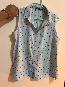 Sleeveless Polka Dot Blouse