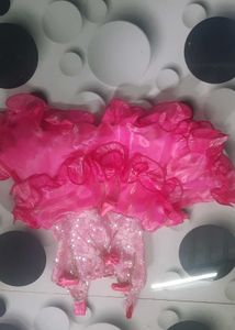 Pink Sequin Ruffle Romper