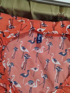 Flamingo Print and blue plain top - Combo of