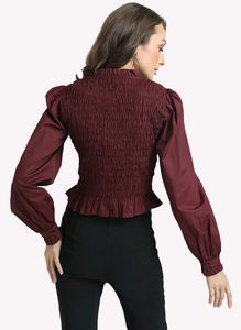 Kazo Smocked Top With Puff Sleeves And Ruffle