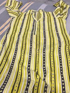 Striped Parrot Green Kurti