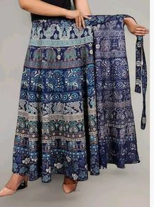 Wrap Around Cotton Printed Skirt