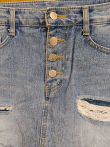 Comfortable Distressed Denim Mini Skorts