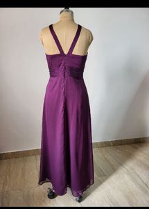 Purple Solid Full Length Dress