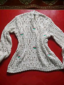 Crochet white sweater