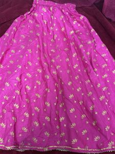 Pink Lotus Print Skirt