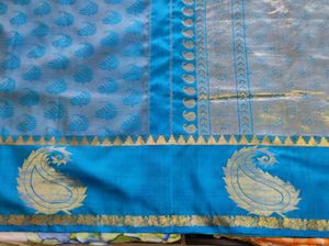 Peacock blue kanchipuram silk Saree
