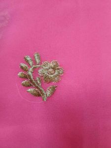 Pink Zari Embroidered Soft Georgette Saree