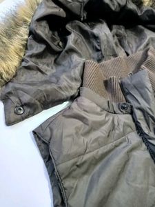 Fur Hooded Padded Vest Size M Winter Jacket