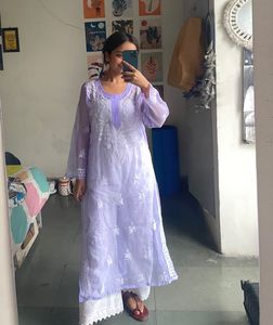 Lavender Lucknowi Kurti