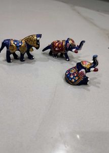 Combo of Meenakari Painted Animal Figurines