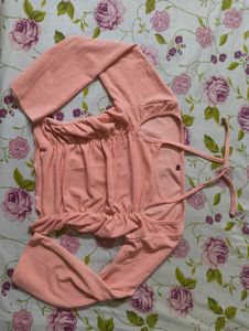 Aesthetic Pink Tie up Long Sleeve Top