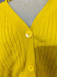 Yellow Cropped Cardigan