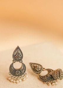 Boho Silver Jhumka Earrings