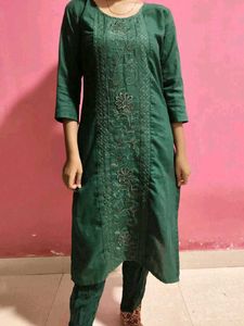 Green Cotton Kurta Set