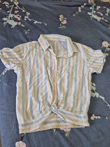 Striped Crop Top - Button Down - Freetop
