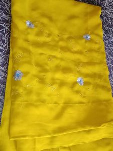 Yellow Embroidered Saree